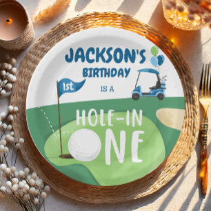 Assiettes En Carton Trou Dans Un Garçon De Golf Premier Anniversaire P