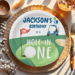 Assiettes En Carton Trou Dans Un Garçon De Golf Premier Anniversaire P