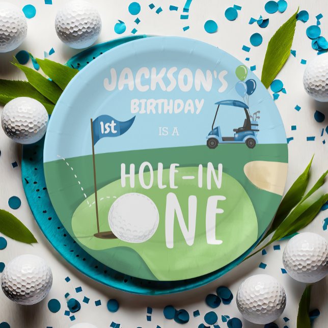 Assiettes En Carton Trou Dans Un Garçon De Golf Premier Anniversaire P (Créateur téléchargé)