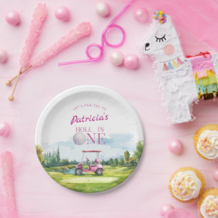 Assiettes En Carton Trou en Un Golf Rose 1er Anniversaire