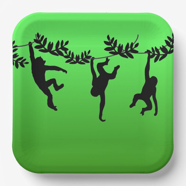 Assiettes En Carton Troupe de singes (Recto)