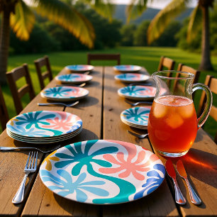Assiettes En Carton Trouvez-moi sous les palmiers Fêtes tropicales d'é