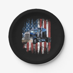 Assiettes En Carton Trucker American Flag Truck Driver Truck Driver Gi