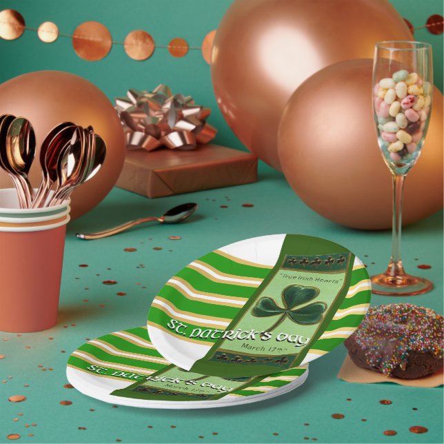 Assiettes En Carton True Irish Heart St Patrick's Day PPP01 (Multi)