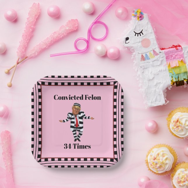 Assiettes En Carton Trump a condamné la plaque de papier de Felon (Fête)