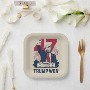 Assiettes En Carton Trump a encore gagné élection 2024 président 47e