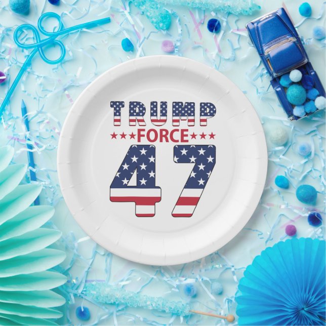 Assiettes En Carton Trump Force 47 (Fête)