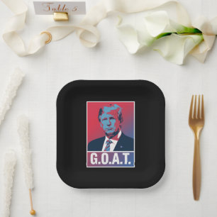 Assiettes En Carton Trump GOAT Élection 2024 Républicain Vintage