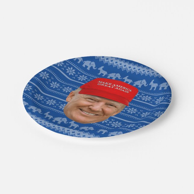 Assiettes En Carton TRUMP MAGA Noël (Angle)