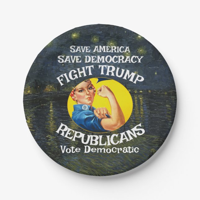 Assiettes En Carton Trump Parti républicain Anniversaire Filles garçon (Devant)