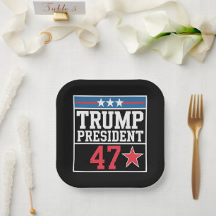 Assiettes En Carton Trump remporte l'élection 2024 Trump a gagné 2024