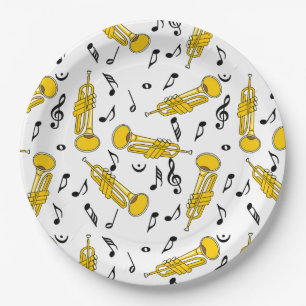 Assiettes En Carton Trumpet Music Notes Motif