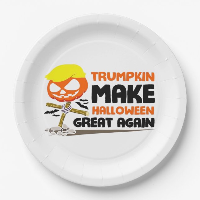 Assiettes En Carton Trumpkin Citrouille Halloween classique (Devant)