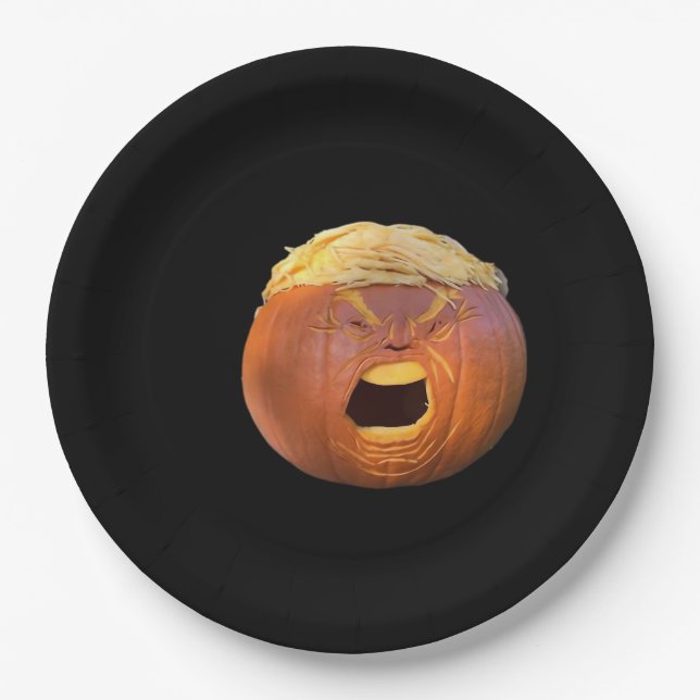 Assiettes En Carton Trumpkin - Drôle Halloween (Devant)