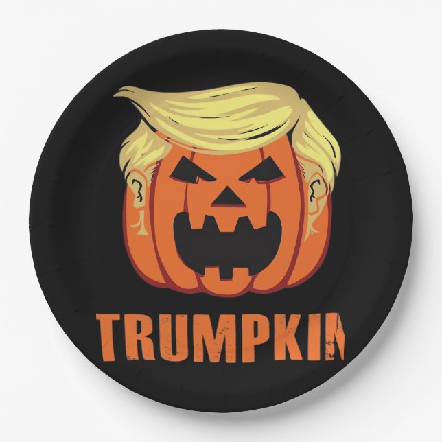 Assiettes En Carton Trumpkin fait Halloween (Devant)