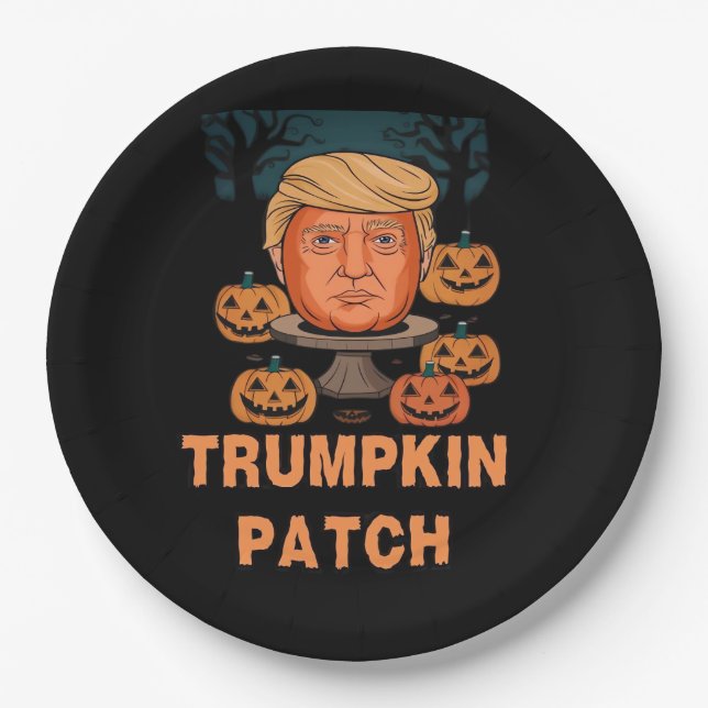 Assiettes En Carton Trumpkin Halloween - Drôle Citrouille politique De (Devant)