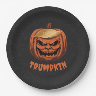 Assiettes En Carton Trumpkin - Le Citrouille d'Halloween de Donald Tru