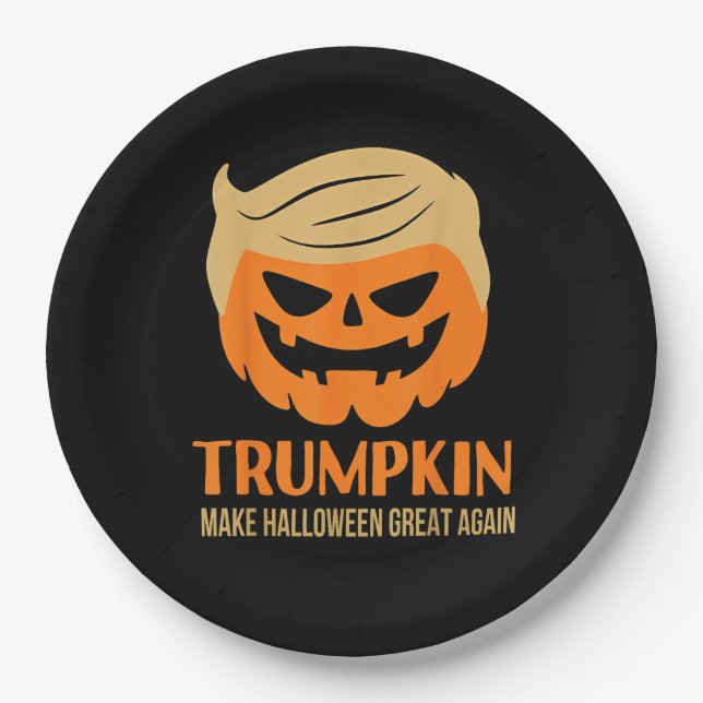 Assiettes En Carton Trumpkin Make Halloween Great Again (Devant)