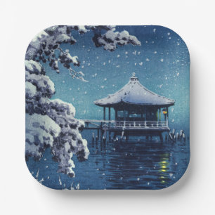 Assiettes En Carton Tsuchiya Koitsu - Neige sur l'Ukimido à Katada
