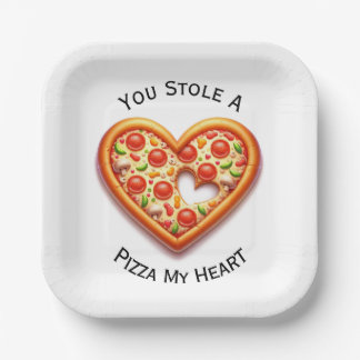 Assiettes En Carton Tu As Volé Une Pizza Mon Coeur Pizza Aimer Plaque