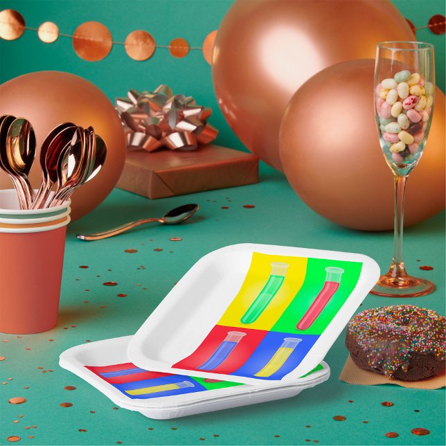 Assiettes En Carton Tubes de test colorés (Créateur téléchargé)