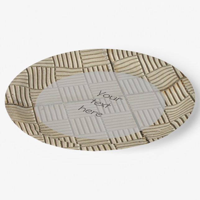 Assiettes En Carton Tuiles en béton Motif méditerranéen tout texte (Angle)