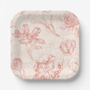 Assiettes En Carton Tulipe vintage motif floral