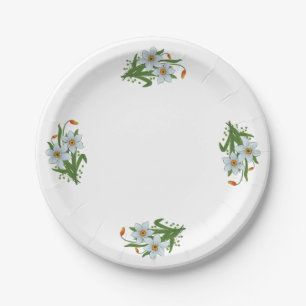 Assiettes En Carton Tulipes et jonquilles Fleurs Design 1