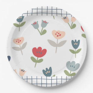 Assiettes En Carton Tulipes Florales mignonnes Simple Agritourisme Pay