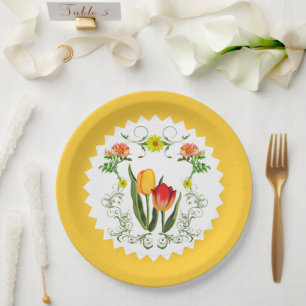Assiettes En Carton Tulipes Vintage