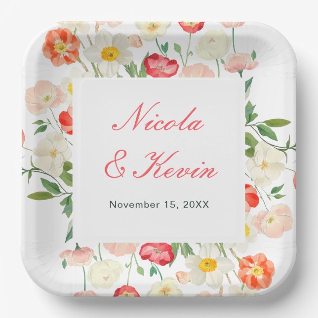 Assiettes En Carton Tulips and Daffodils Spring Wedding (Recto)