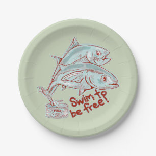 Assiettes En Carton Tuner étain de poisson drôle évasion
