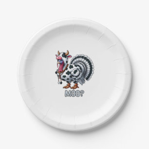 Assiettes En Carton Turquie En Costume De Vache, Moo Drôle Thanksgivin