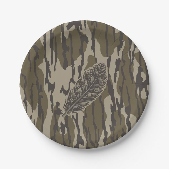 Assiettes En Carton Turquie Plumes Bottomland Camouflage de la forêt d (Devant)