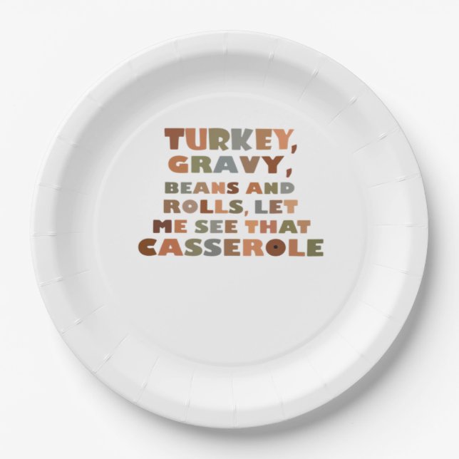 Assiettes En Carton Turquie Roule Casserole, Thanksgiving Retro Funny  (Devant)