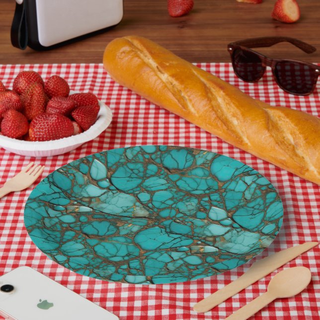 Assiettes En Carton Turquoise (Pique-nique)