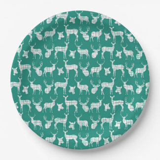 Assiettes En Carton Turquoise Avec Plaques De Papier De Cerf Blanc