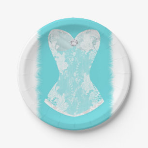 Assiettes En Carton Turquoise & Blanc Glam Lingerie Soirée de douche
