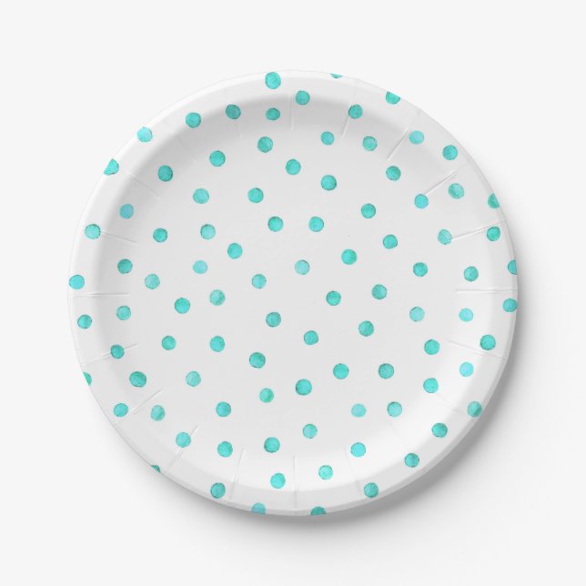 Assiettes En Carton Turquoise bleu blanc Confetti Motif (Devant)