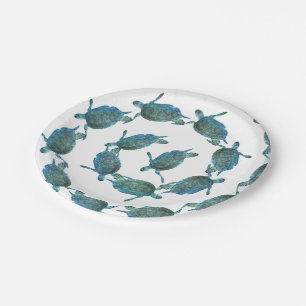 Assiettes En Carton Turquoise Blue Sea Turtles Ocean Elegant Beach Mar