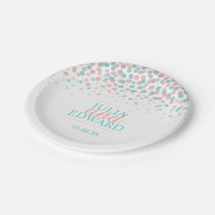 Assiettes En Carton Turquoise corail vert orange points papier personn