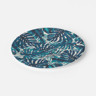 Assiettes En Carton Turquoise Green Tropical Palm Feuille Mariage d'ét
