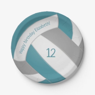 Assiettes En Carton turquoise gris enfants ados volley-ball