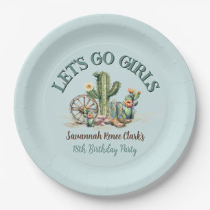 Assiettes En Carton Turquoise Lets Go Girls Cowgirl thème Anniversaire