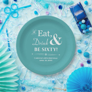 Assiettes En Carton Turquoise Manger Boire & Soigner Soixante Retro 60
