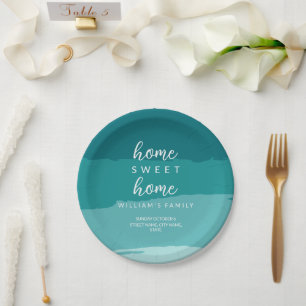 Assiettes En Carton Turquoise Moderne Élégant New Home House House Fêt