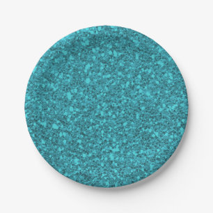 Assiettes En Carton Turquoise Pailleté Étincelant Glitter Glam Fête Su