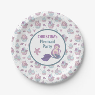 Assiettes En Carton Turquoise Purple Sirène Anniversaire Fête Mer thèm