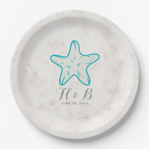 Assiettes En Carton Turquoise Rustic Starfish Mariage