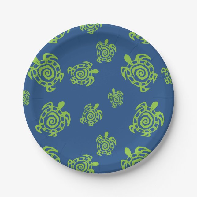 Assiettes En Carton Turtle Green et Blue Party (Devant)